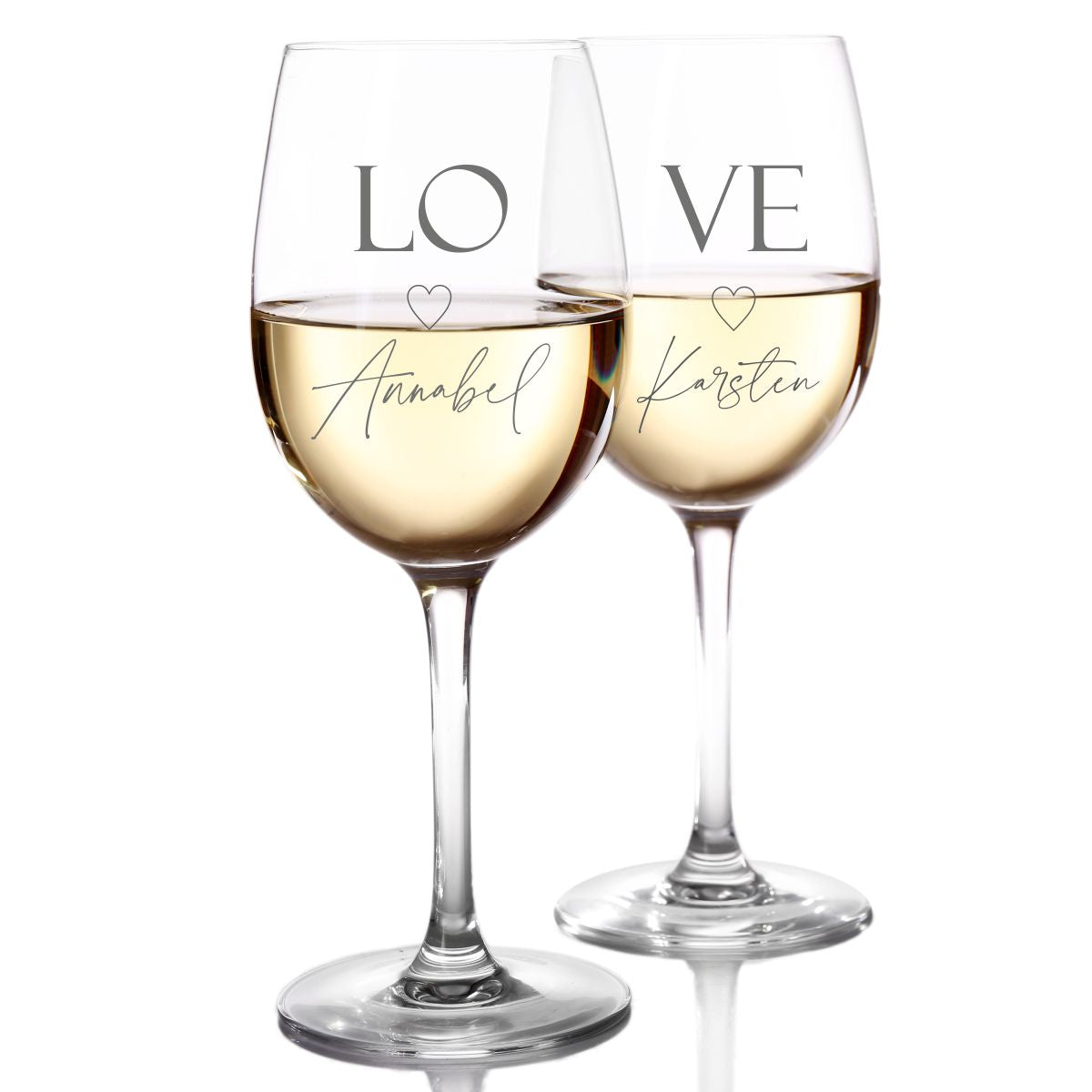 Weinglas Set LOVE mit Wunschtext