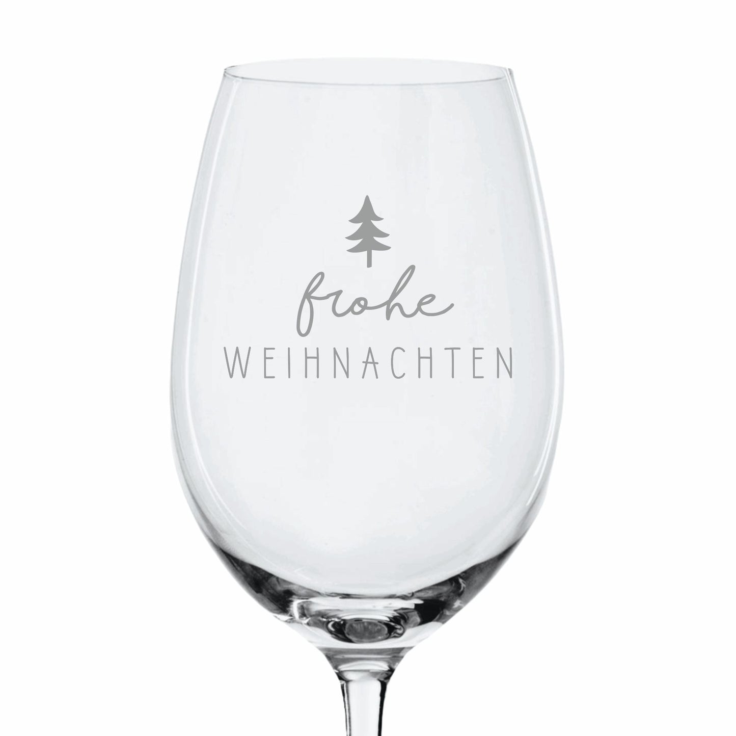 Weinglas Frohe Weihnachten mit Tannebaum