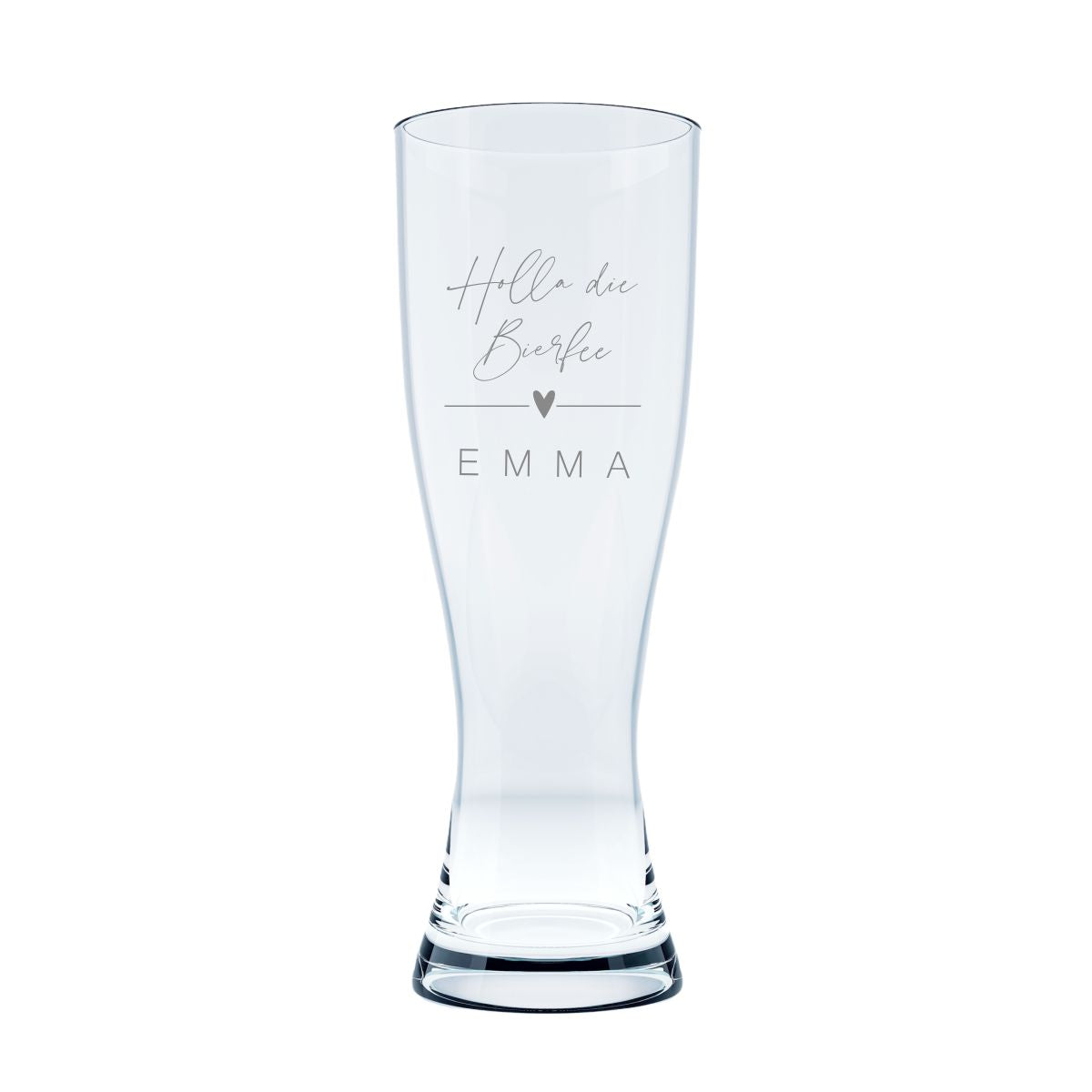 Weizenbierglas mit Herz und Wunschtext