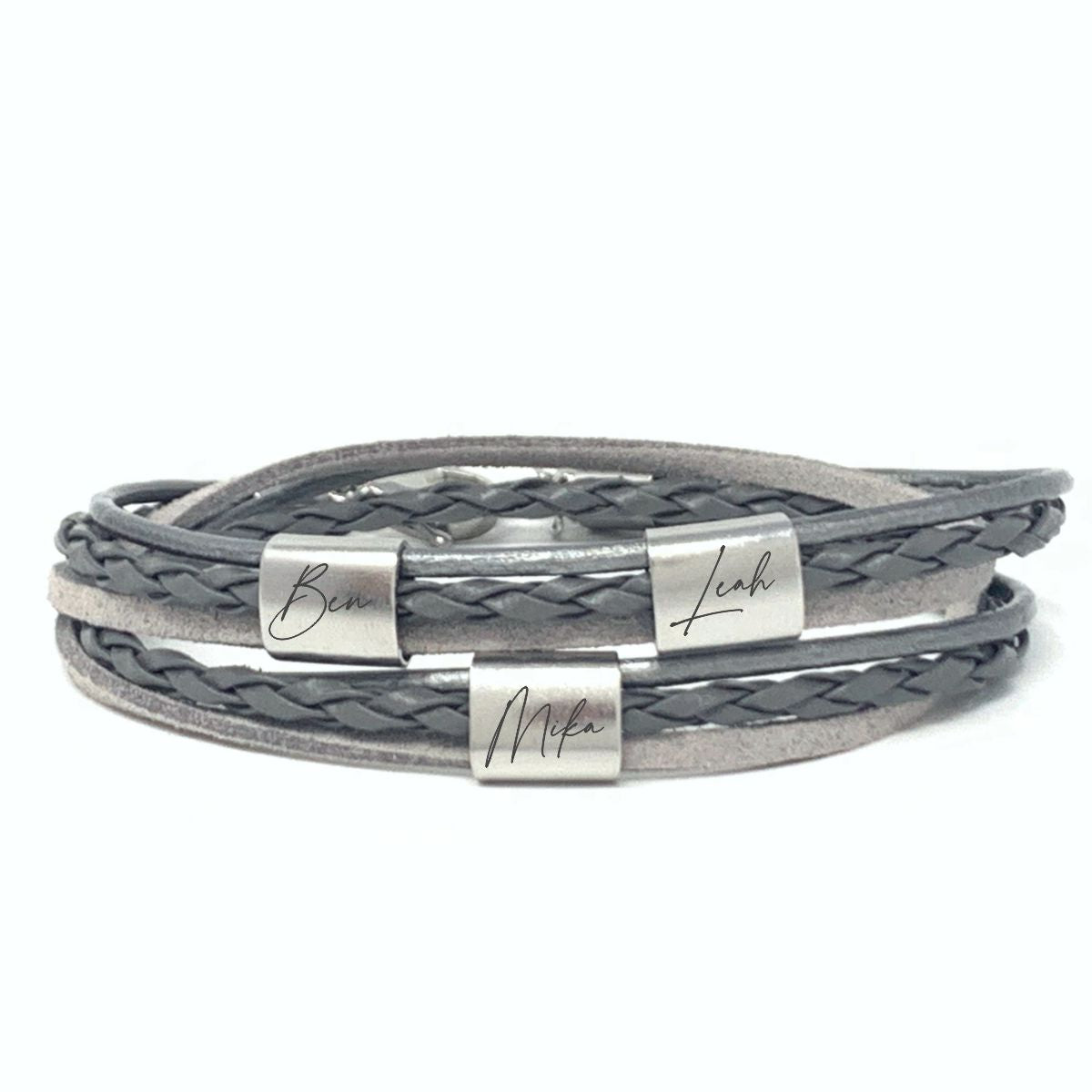 Wickelarmband mit drei Wunschtext Perlen