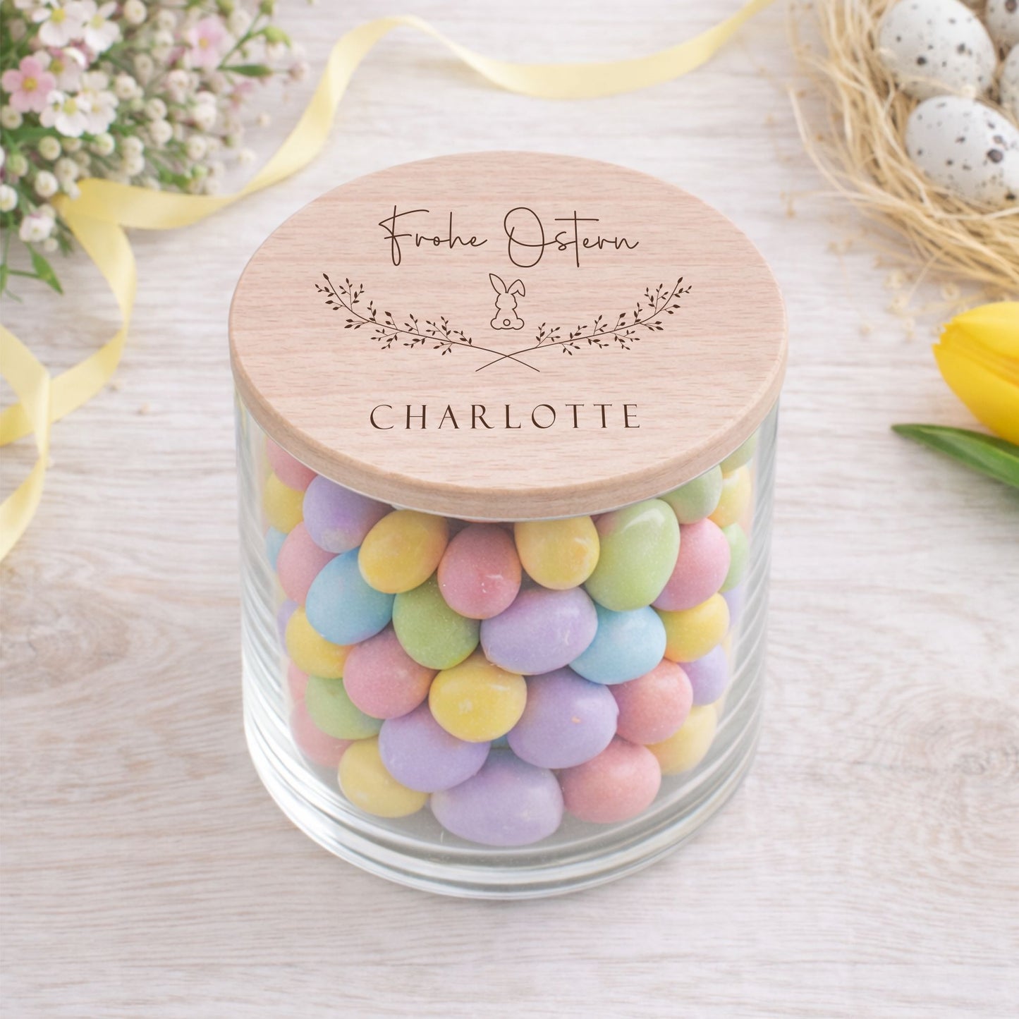 Frohe Ostern, Ostern Vorratsglas, Ostergeschenk, Ostern Naschglas