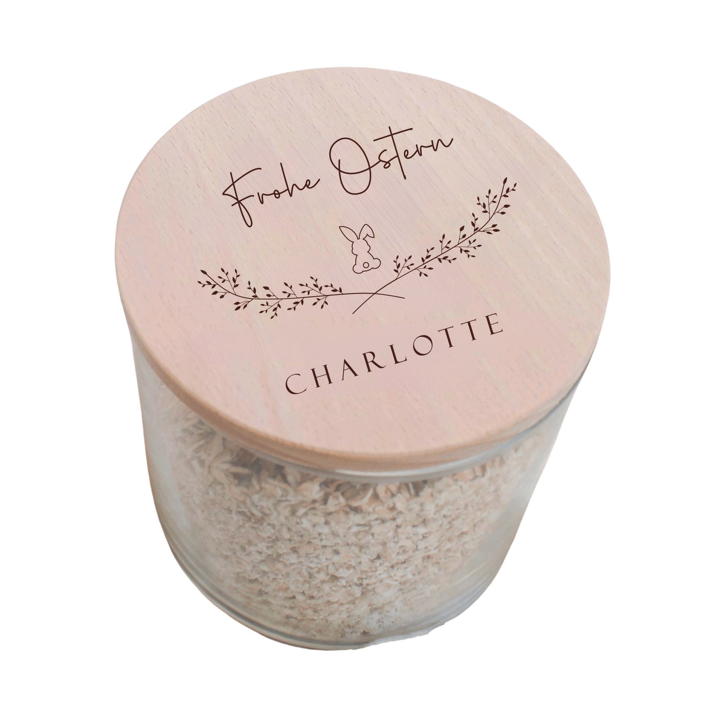 Vorratsglas zu Ostern personalisiert – mit Hasen-Gravur & Wunschname Wunschtext 530ml