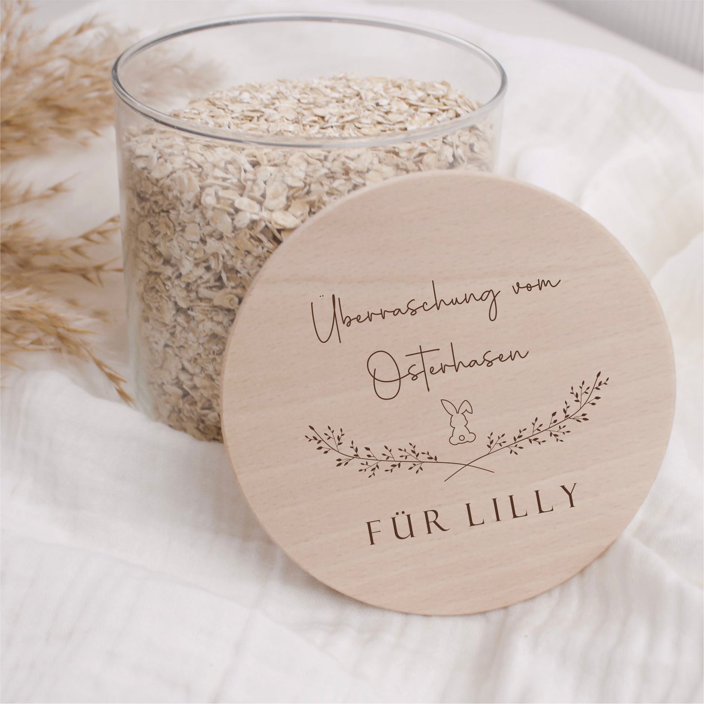 Vorratsglas zu Ostern personalisiert – mit Hasen-Gravur & Wunschname Wunschtext 530ml