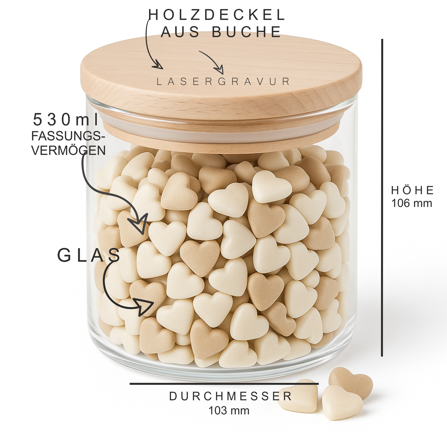 Vorratsglas zu Ostern personalisiert – mit Hasen-Gravur & Wunschname Wunschtext 530ml