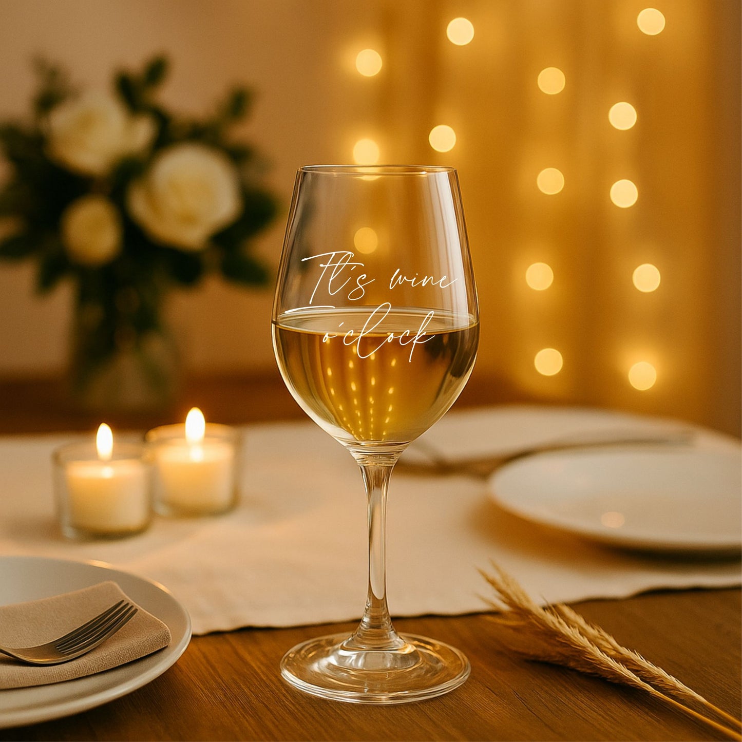 Weinglas It´s wine o clock