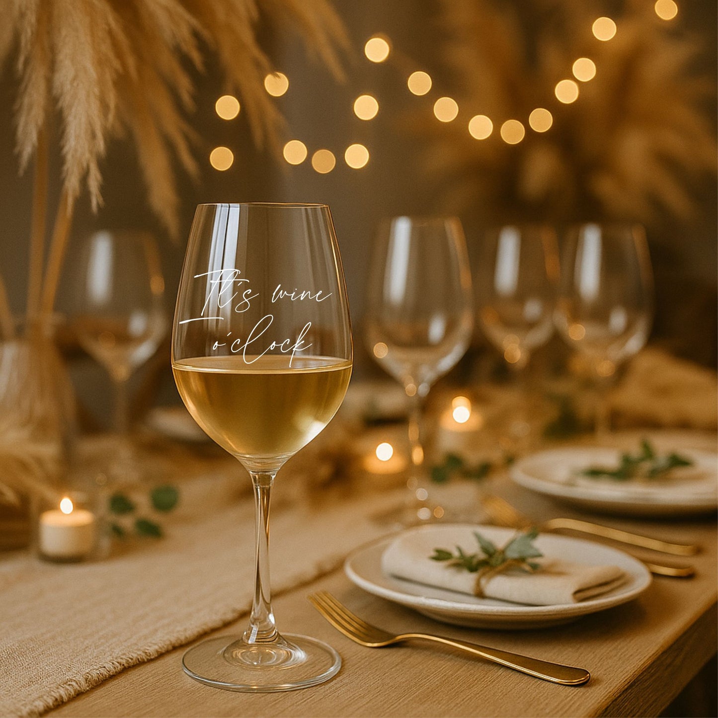 Weinglas It´s wine o clock