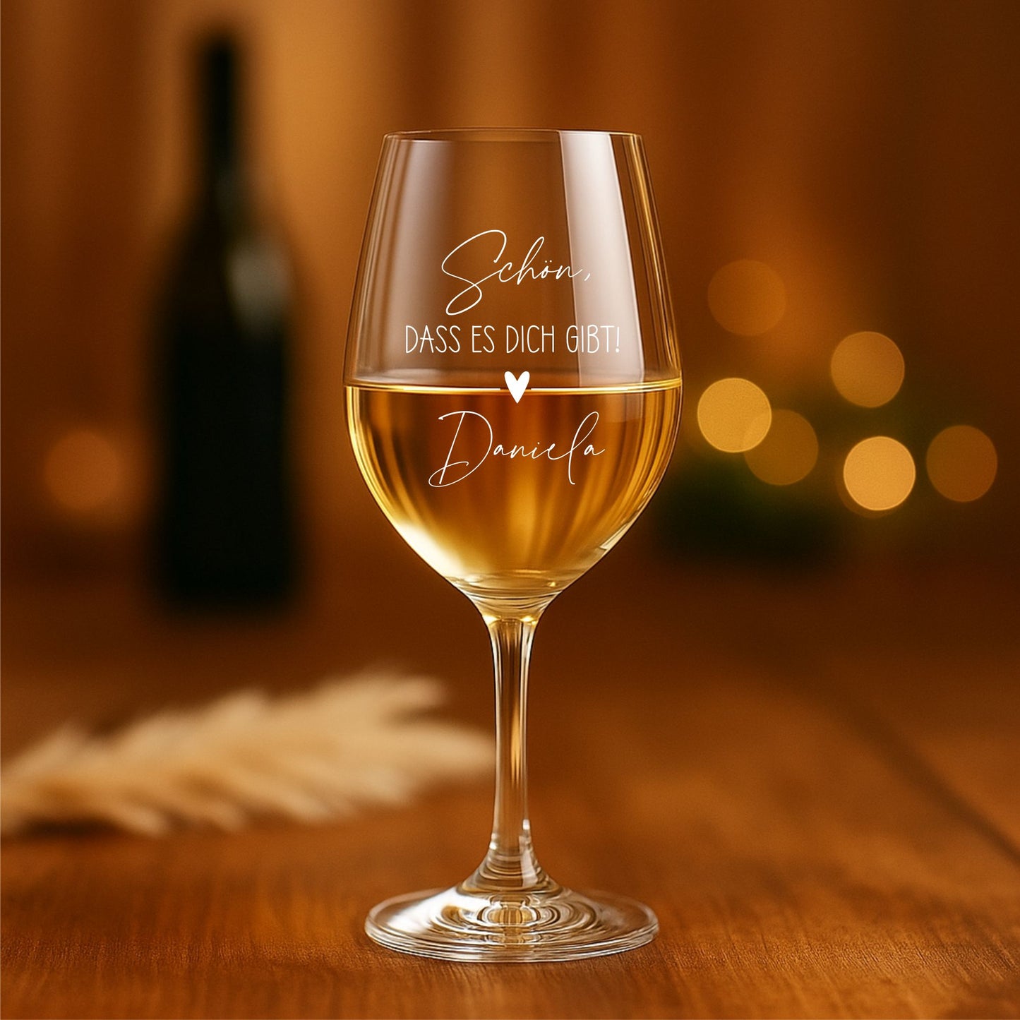 Weinglas Schön, dass es dich gibt mit Wunschtext - Leonardo Glas 460ml Gravur