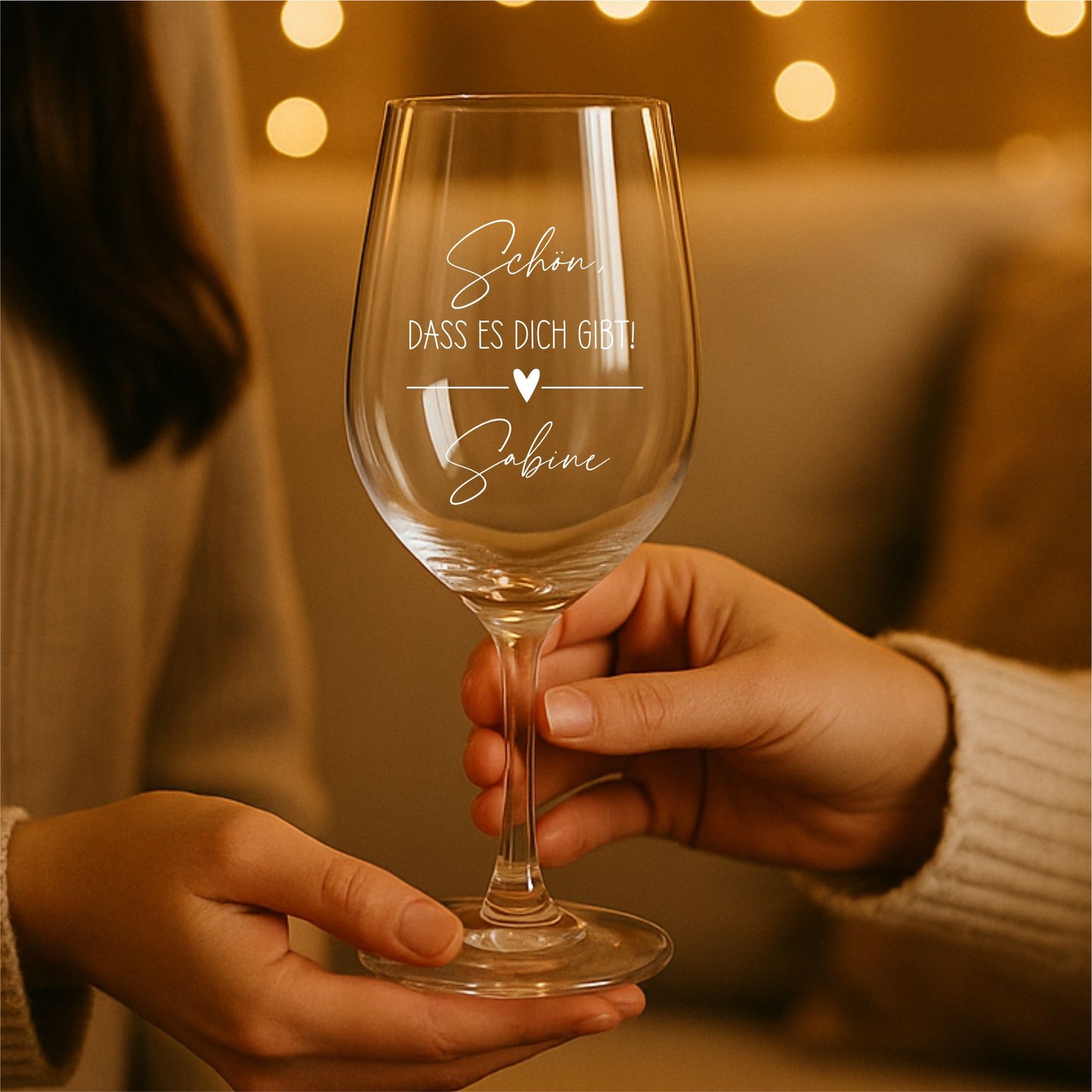 Weinglas Schön, dass es dich gibt mit Wunschtext - Leonardo Glas 460ml Gravur