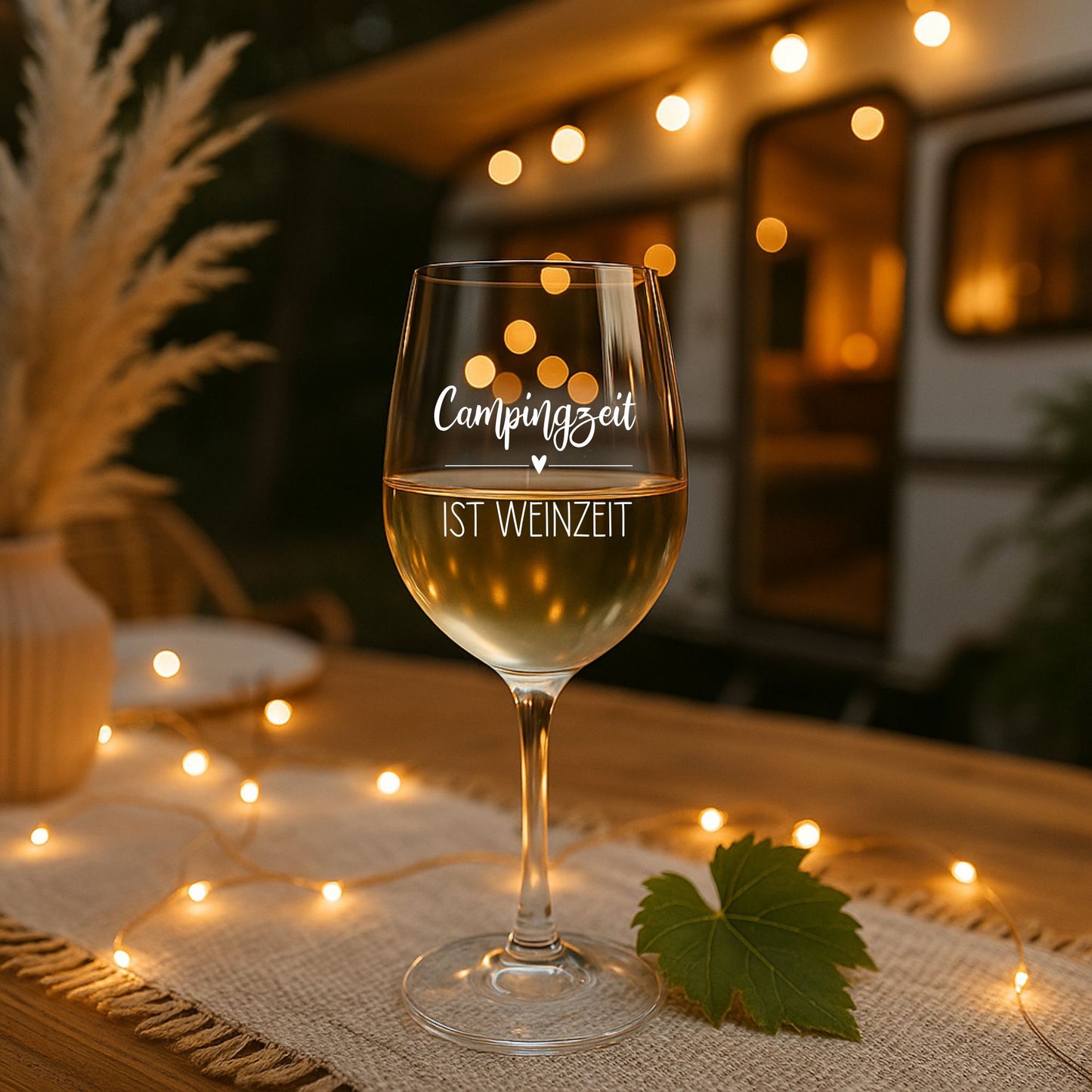 Weinglas mit Wunschtext und Herzchen - Leonardo Glas 460ml Gravur