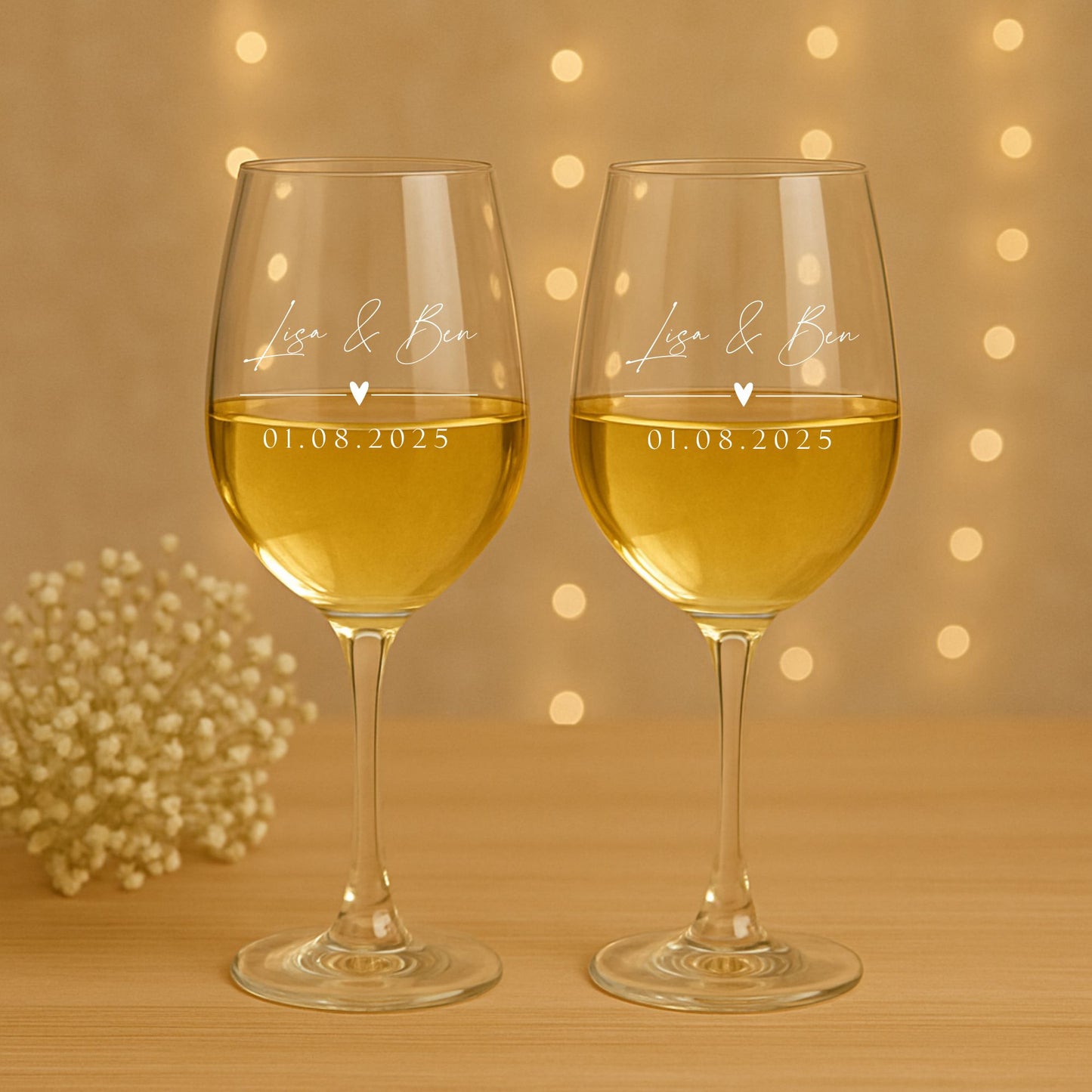 Weinglas Set mit Herzchen und Wunschtext - Leonardo Glas