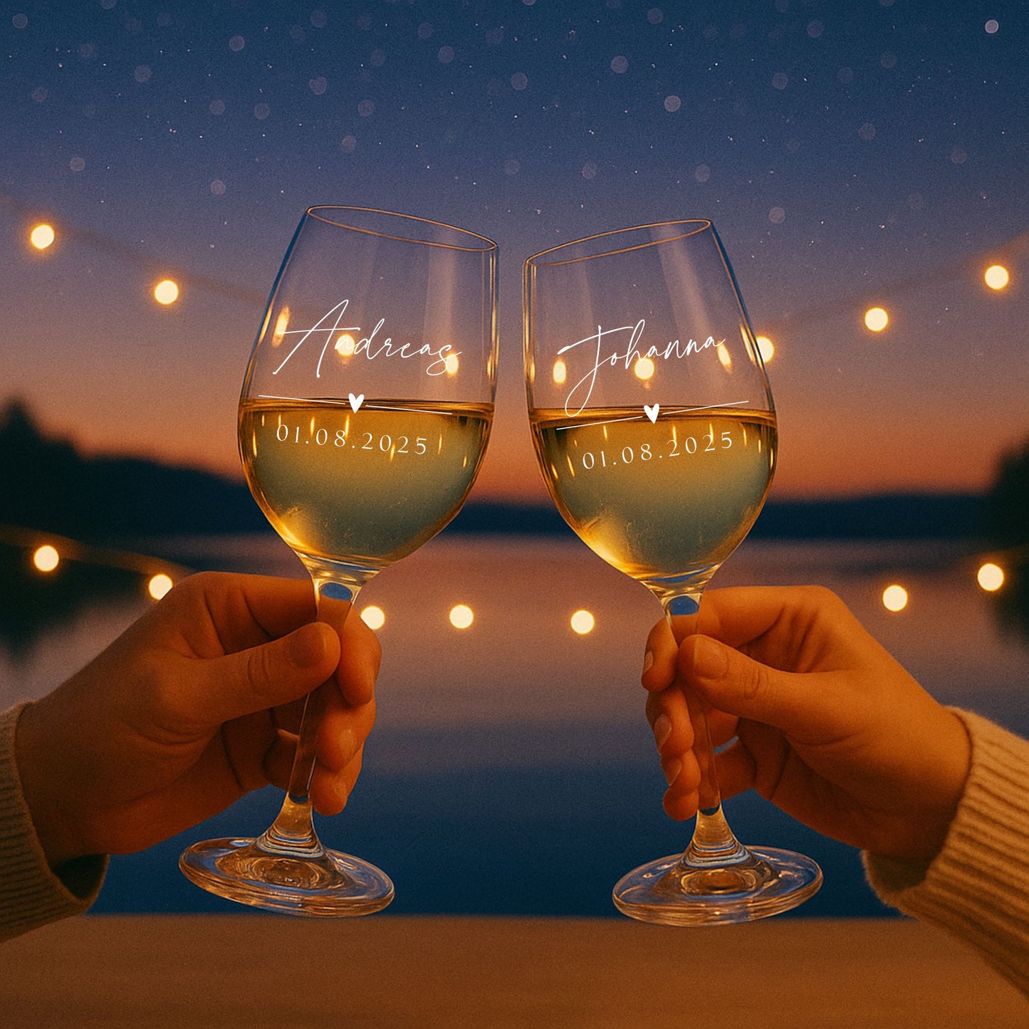 Weinglas Set mit Herzchen und Wunschtext - Leonardo Glas