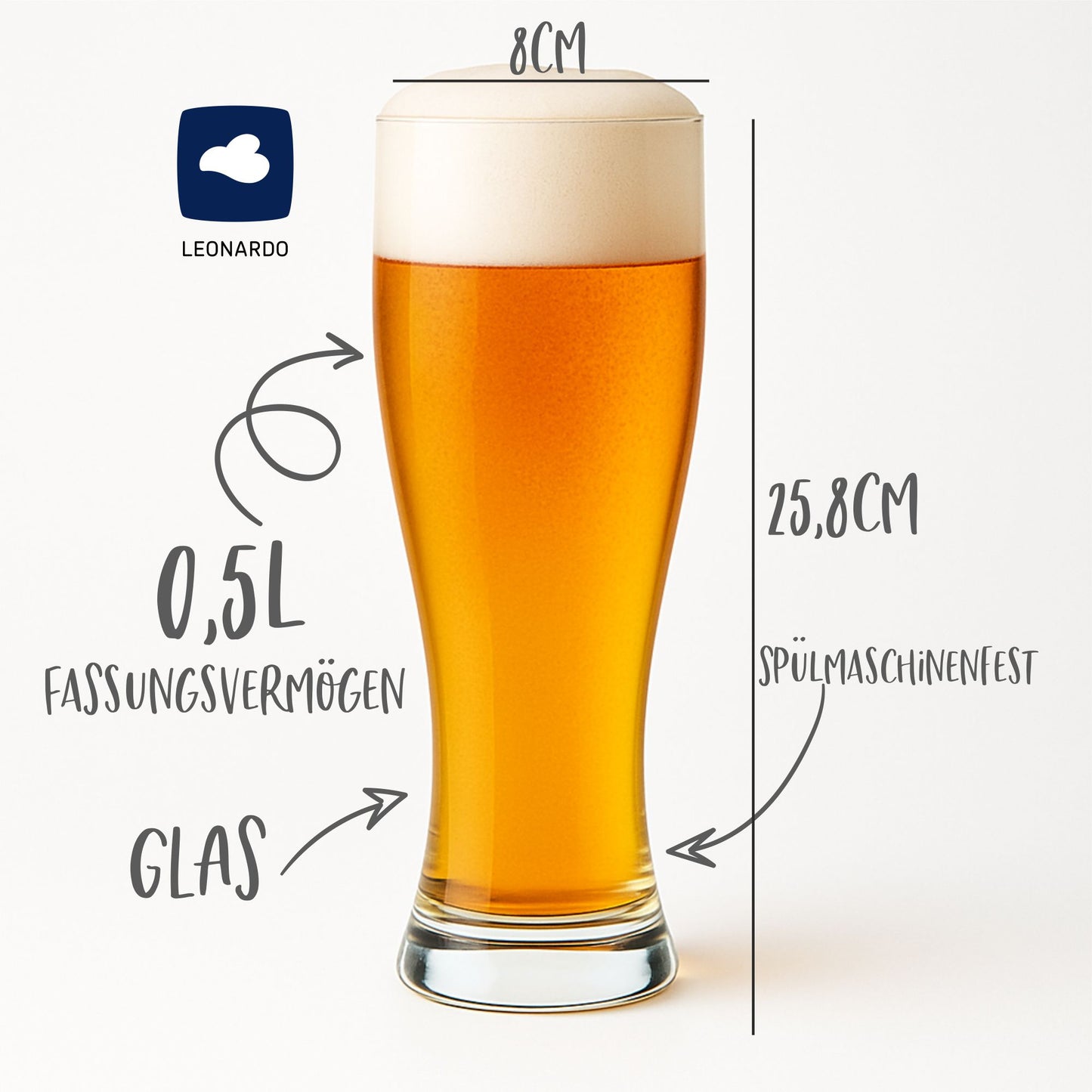 Weinglas und Weizenbierglas Set von Leonardo mit Wunschtext / Wunschgravur