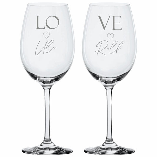 Weinglas Set LOVE mit Wunschtext