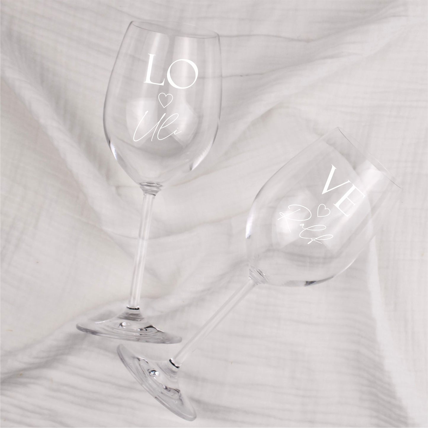 Weinglas Set LOVE mit Wunschtext