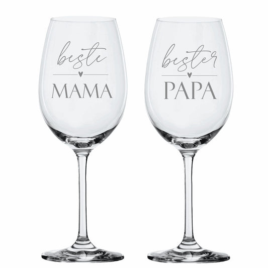 Weinglas Set beste Mama und bester Papa